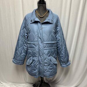 Sporto Quilted Coat Womens Size 1X Faux Fur Lining Blue Winter Anorak Jacket